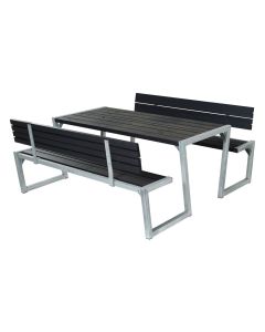 Bænkebord Zigma m. 2 ryglæn /Sort
