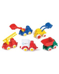 Biler, Arbejds, plast, 7 cm - 5 stk ass.