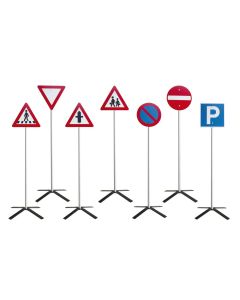 Færdselstavler - sæt á 7 skilte med fod