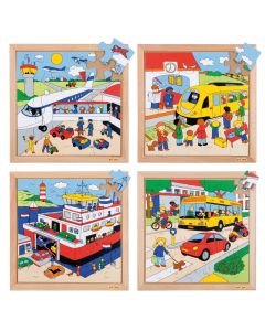 Puslespil, Transport, træ, 4 stk.