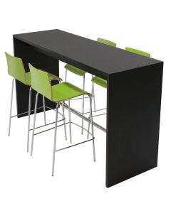 Højbord i sort laminat og med fodhviler