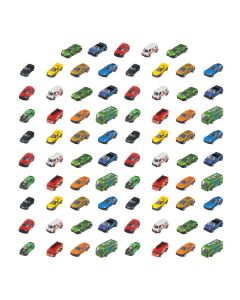 Biler, 7 cm, 75 stk assorteret