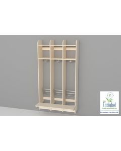 Trolde garderobe 3sekt. m bænk, i birk