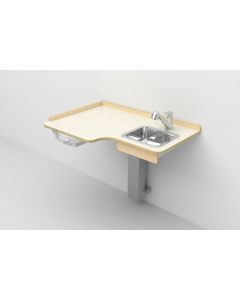 Væghængt puslebord med elhejs m/vask