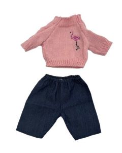Dukketøj, Strik og bukser Str.38-41 Pink