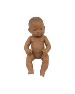 Dukke nyfødt pige mørk - 32 cm