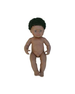 Dukke nyfødt dreng Afro - 38 cm