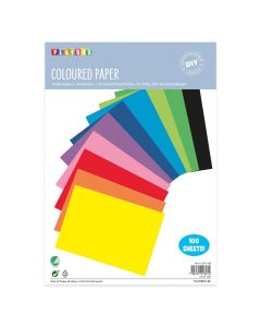 Papir A4 - 100 ark, 10 farver, 100 gr.